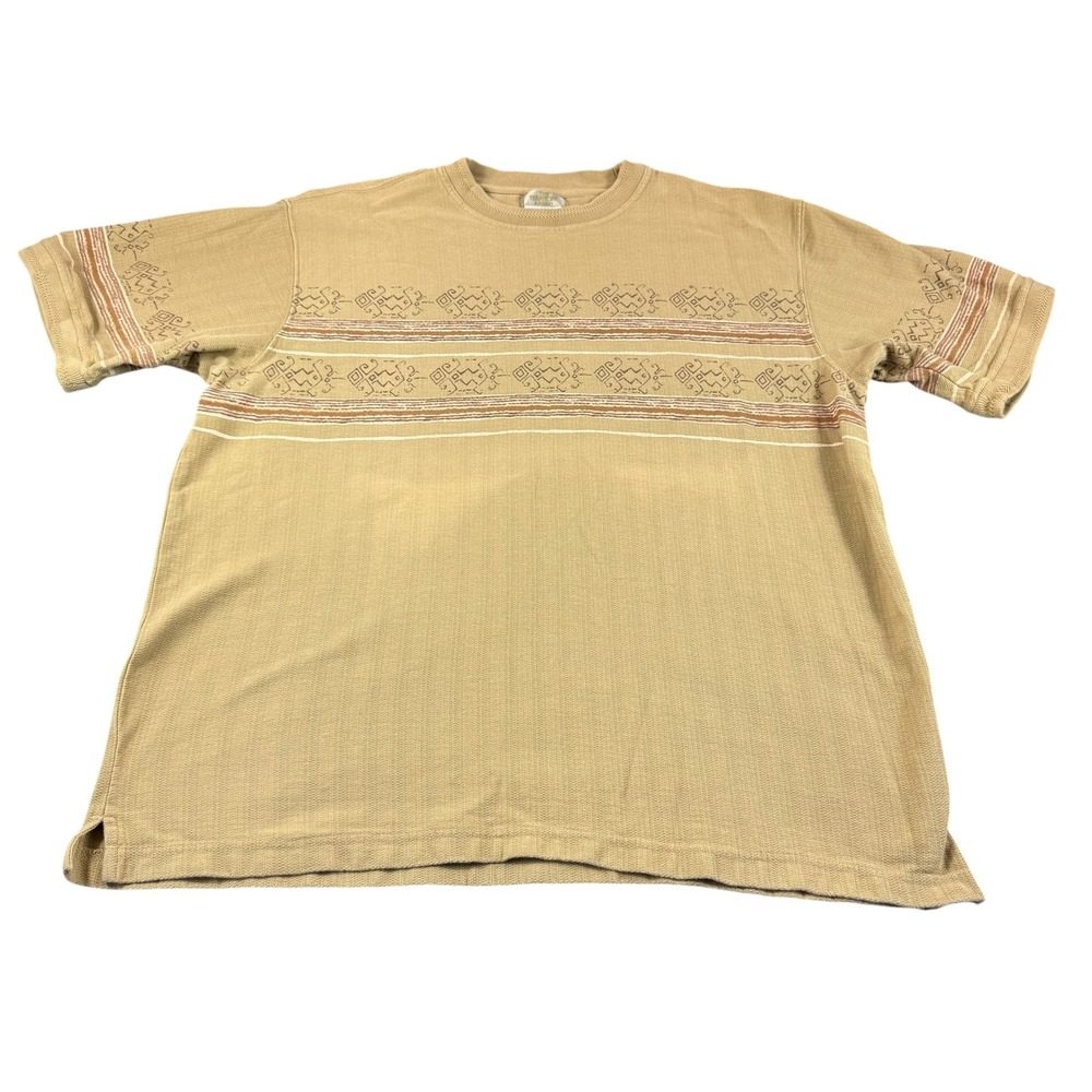 Vintage The Territory Ahead XL Yellow Cotton Southwestern Tribal Stripe‎ T-Shirt